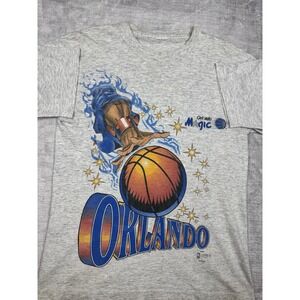 Vtg Orlando Magic Shirt Men's Medium‎ Gray Break Through Salem Aop Single Stitch